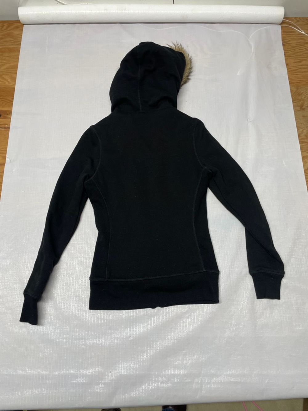 Guess Black Zip-Up Hoodie with Faux Fur Trim - Picture 2 of 6